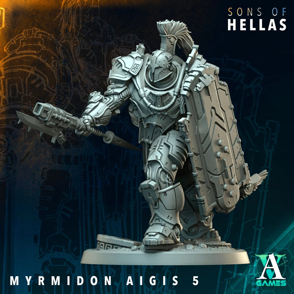 Myrmidon Aigis Sons of Hellas TTRPG Miniature Archvillain Games Sci-Fi