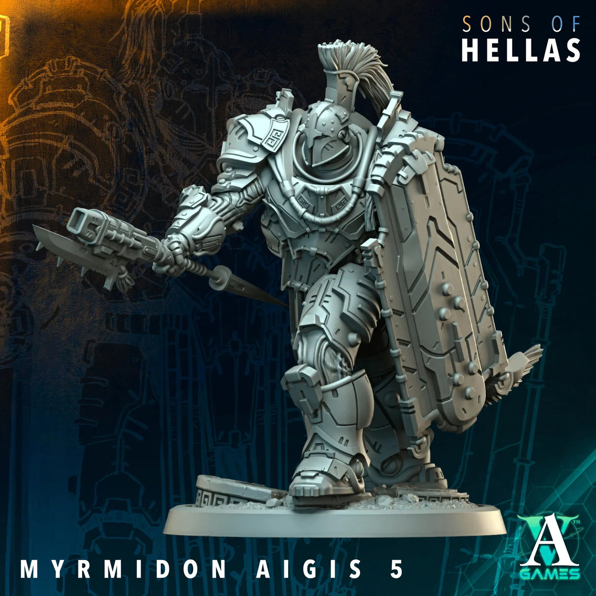 Myrmidon Aigis Sons of Hellas TTRPG Miniature Archvillain Games Sci-Fi