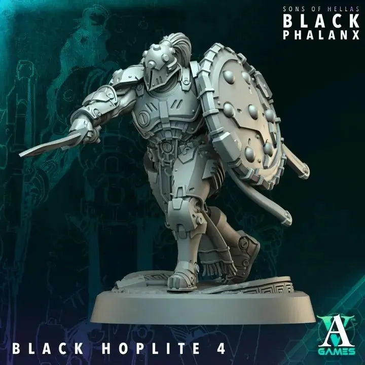 Black Hoplite / Shield Black Phalanx TTRPG Miniature Archvillain Games Sci-Fi