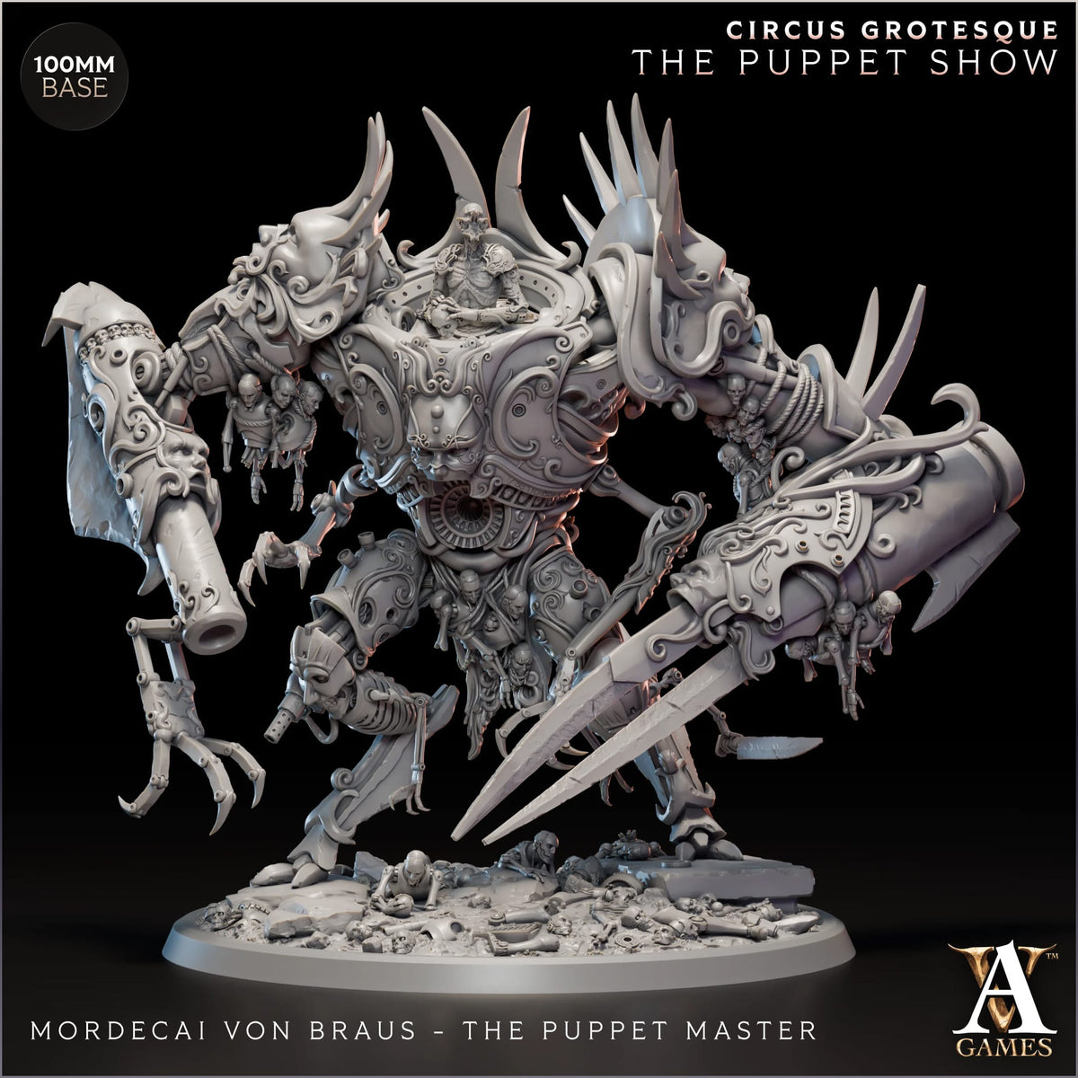 Mordecai Von Braus Puppetmaster Circus Grotesque TTRPG Miniature Archvillain Games Fantasy