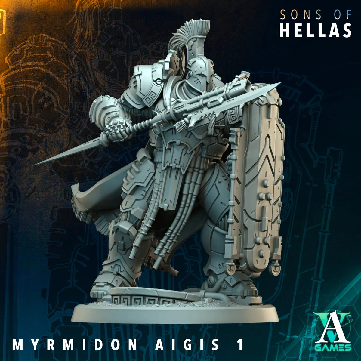 Myrmidon Aigis Sons of Hellas TTRPG Miniature Archvillain Games Sci-Fi