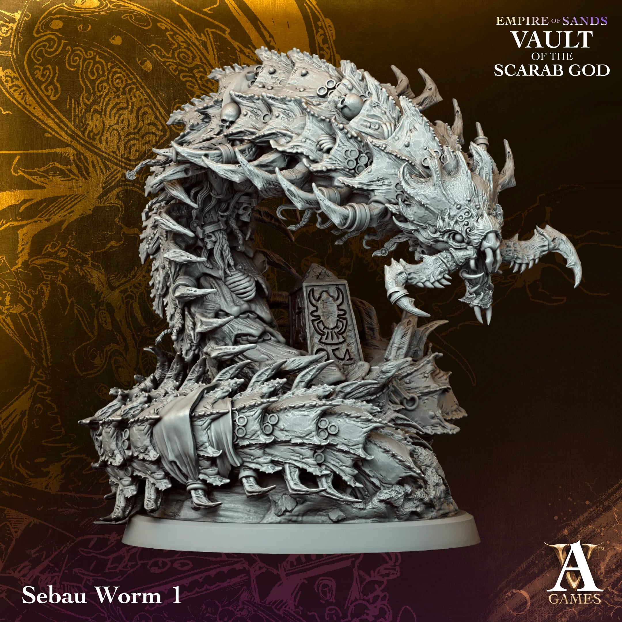 Sebau Worm Vault of Sand TTRPG Miniature Archvillain Games Fantasy