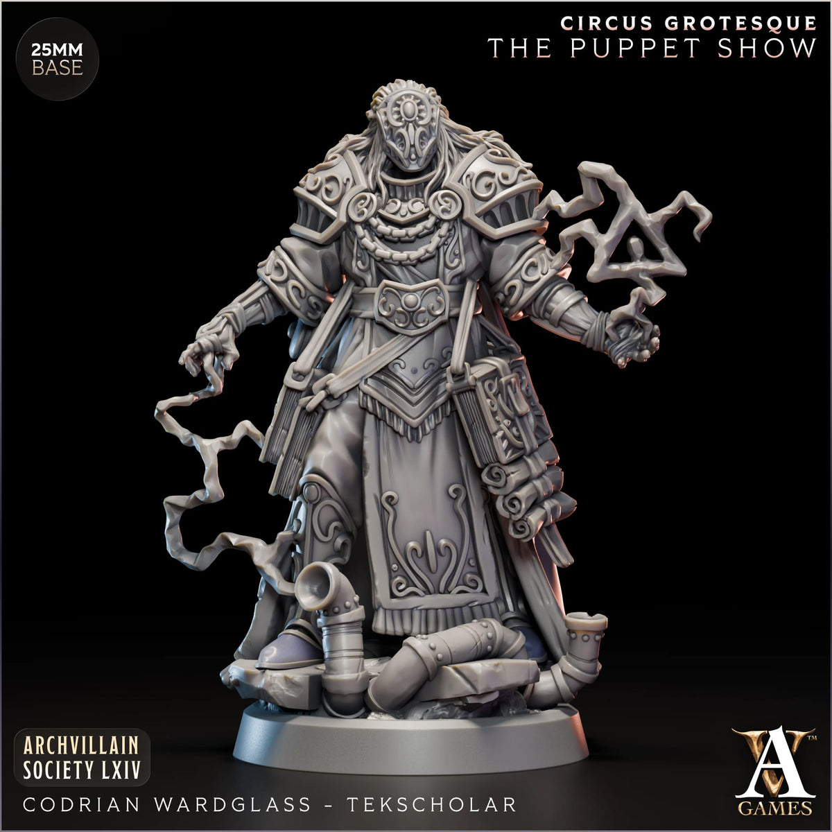 Codrian Wardglass Tekscholar TTRPG Miniature Archvillain Games Society