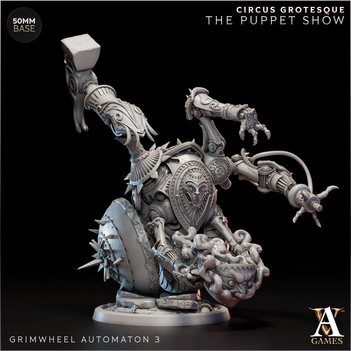Grimwheel Automaton Circus Grotesque  TTRPG Miniature Archvillain Games Fantasy