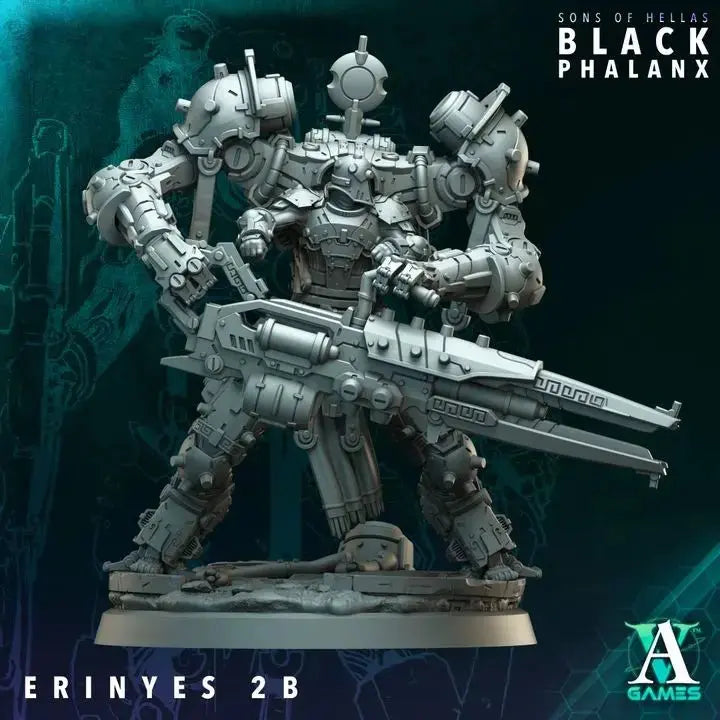 Erinyes Mech Suit Black Phalanx TTRPG Miniature Archvillain Games Sci-Fi