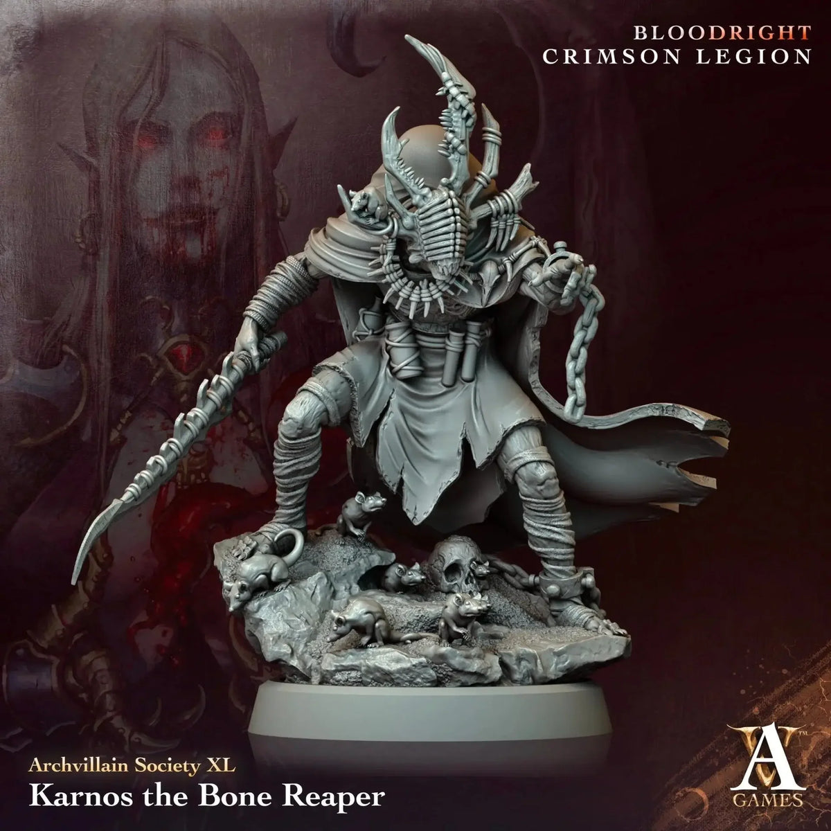 Karnos the Bone Reaper TTRPG Miniature Archvillain Games Society