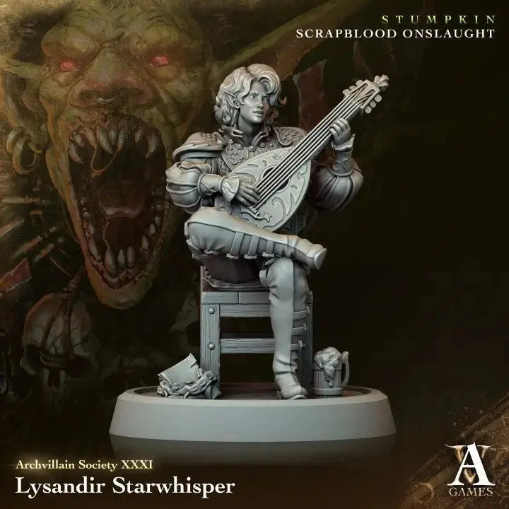 Lysandir Starwhisper Bard TTRPG Miniature Archvillain Games Society