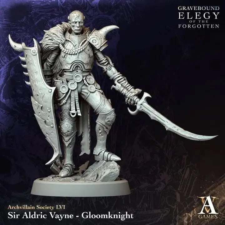 Sir Aldric Vayne Gloomknight TTRPG Miniature Archvillain Games Society