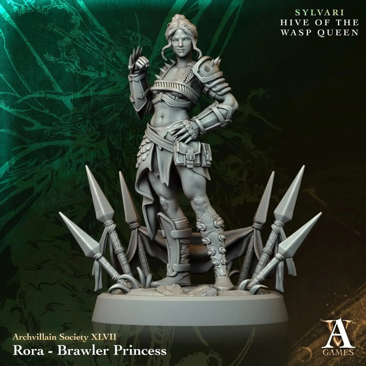 Rora Brawler Princess TTRPG Miniature Archvillain Games Society