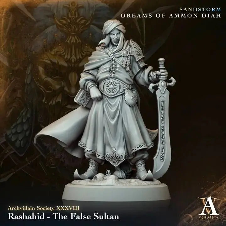 Rashahid The False Sultan TTRPG Miniature Archvillain Games Society