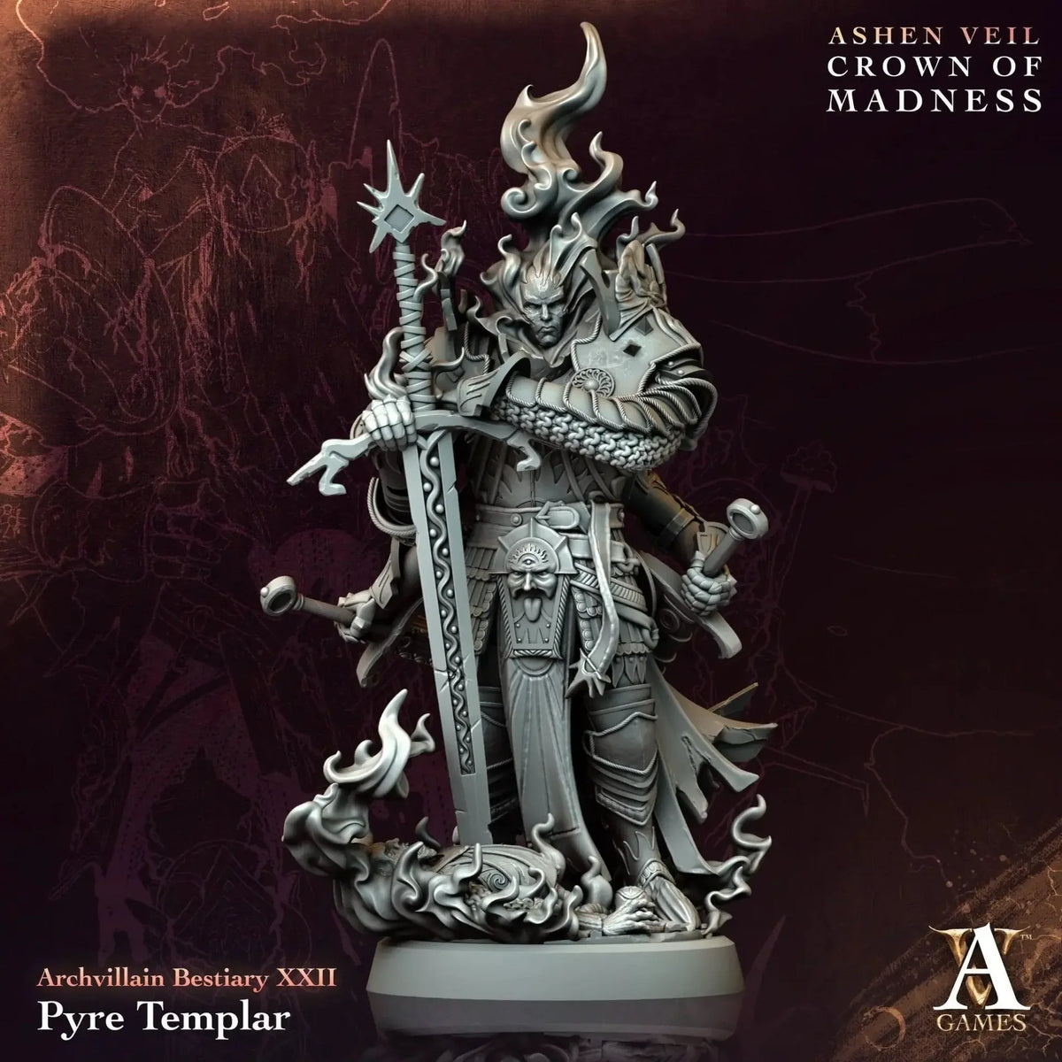 Pyre Templar Demon TTRPG Miniature Archvillain Games Bestiary